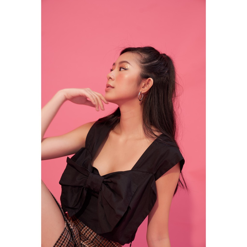 DOTTIE - Áo Kiểu Nơ Đen Nữ T2681