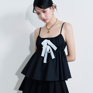 DOTTIE - Áo kiểu 2 dây phối nơ - Đen - T0941