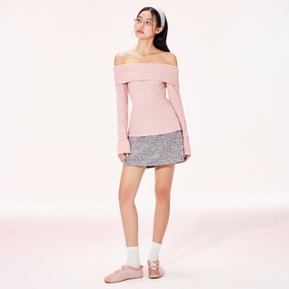  DOTTIE - Chân váy A kẻ ô - Xám - S0243 