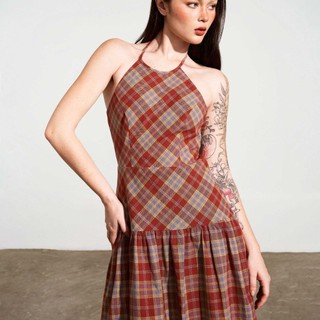 [SHOPEE LIVE] DOTTIE - Đầm maxi cổ yếm đan dây - Đỏ - D0548
