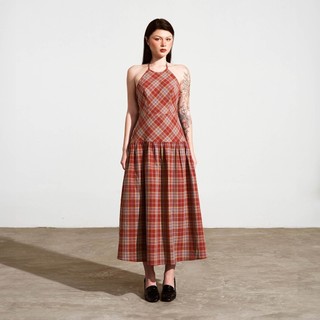 [SHOPEE LIVE] DOTTIE - Đầm maxi cổ yếm đan dây - Đỏ - D0548