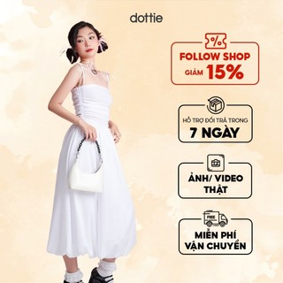 DOTTIE - Đầm midi quả bí - Trắng - D0525