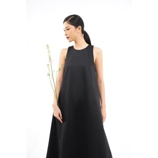 DOTTIE - Đầm midi sát nách nữ đen D0429
