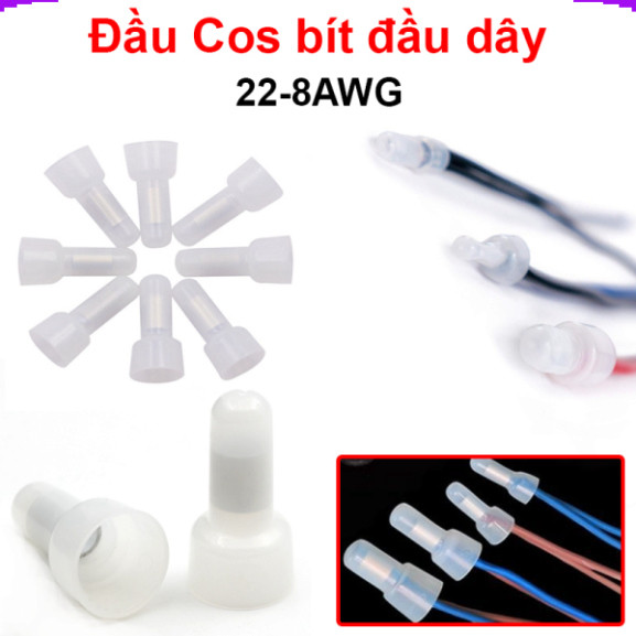Cos Pin Đực Cái Bít Đầu Dây Điện 22AWG-8AWG Chống Oxy Hóa