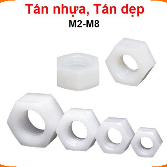 [SIÊU SALE] (20 Cái) đai ốc, tán dẹp, tán Ecu nhựa trắng M2-M8