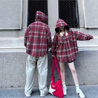 Áo khoác chống nắng nam nữ Flannel Form rộng chất vải dạ cotton kẻ caro dày dặn- DOKYJI