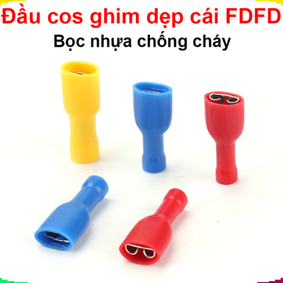 [DEAL HỜI] (50 Cái) Đầu cos ghim dẹp, cos ghim capa bọc nhựa FDFD