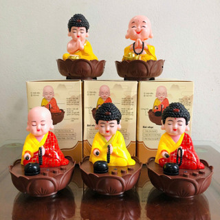  Tượng Phật Chú Tiểu Gõ Mõ Tụng Có Nhạc Dùng Pin Sạc Trang Trí Bàn Thờ,Để Bàn Làm Việc Sư thầy Có Nhạc 6 Bài Kinh 