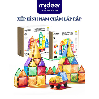 Xếp Hình Nam Châm lắp ráp Mideer Colorful Magnetic Tiles ghép hình nam châm ánh sáng