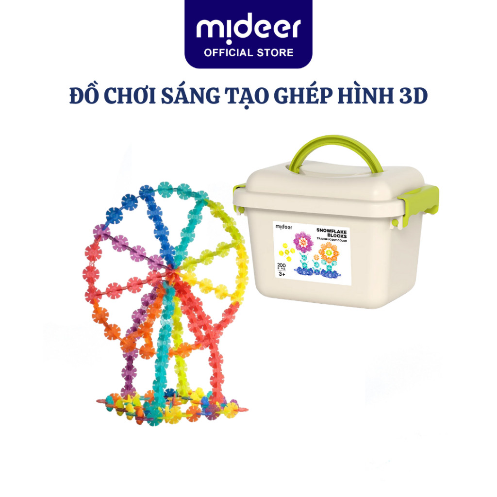 Đồ Chơi Ghép Hình 3D Mideer Snowflake Blocks 200PCS Xếp Hình Sáng Tạo STEM Cho Bé 3-7 Tuổi