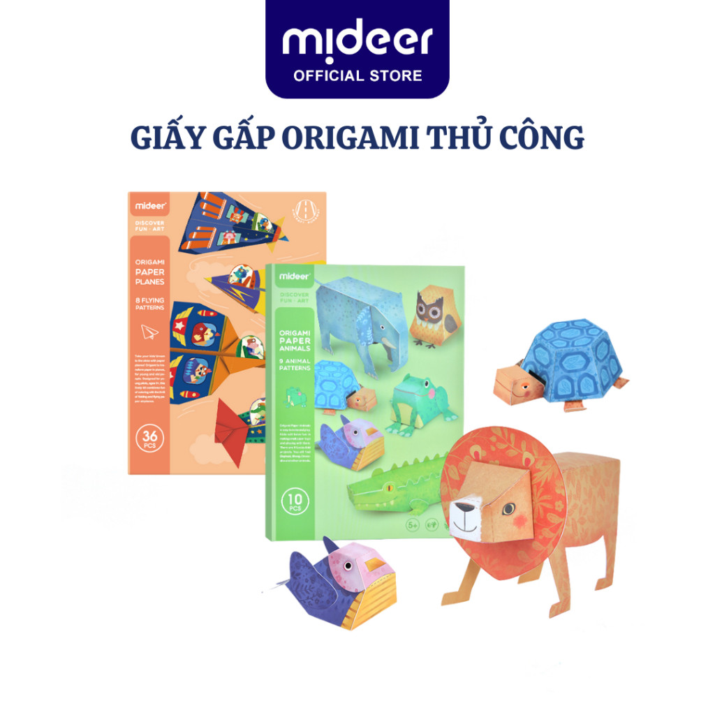 Giấy gấp Origami Thủ Công Các Con Vật Mideer ORIGAMI PAPER ANIMALS, Đồ Chơi Thủ Công Cho bé