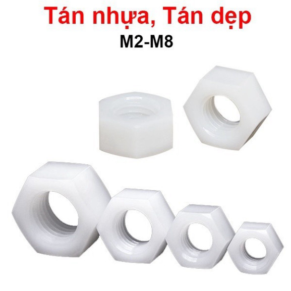 [DEAL SỐC] (20 Cái) đai ốc, tán dẹp, tán Ecu nhựa trắng M2-M8