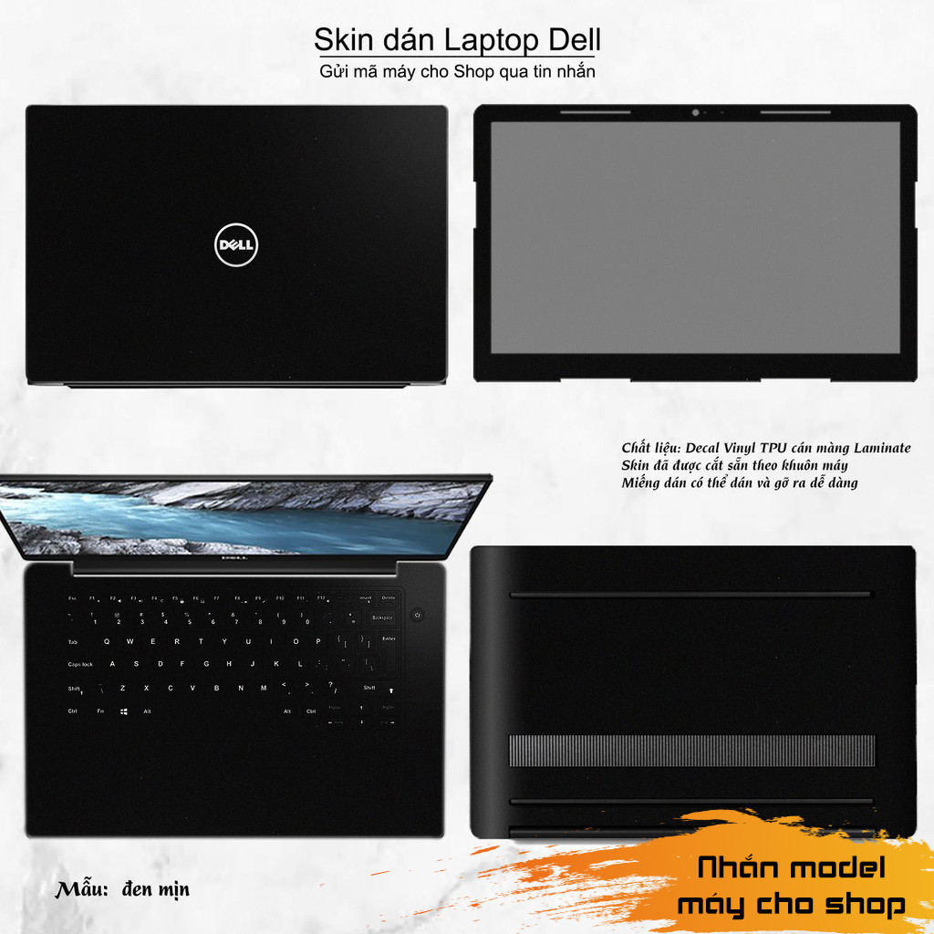 Skin dán Laptop Dell màu Chrome đen mịn