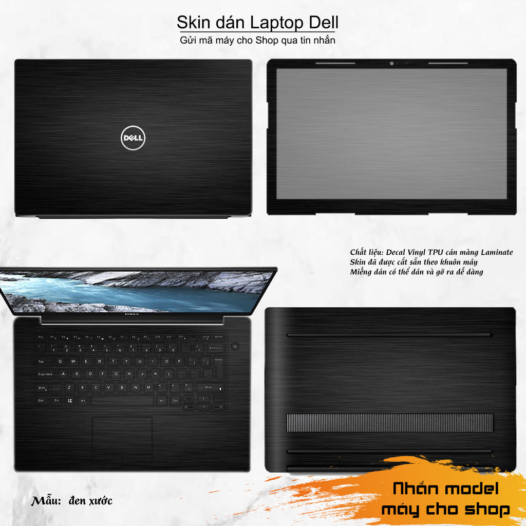 Skin dán Laptop Dell màu Chrome đen xước