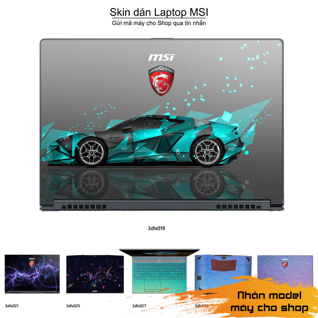 Skin dán Laptop MSI in hình 3D Image (inbox mã máy cho Shop)