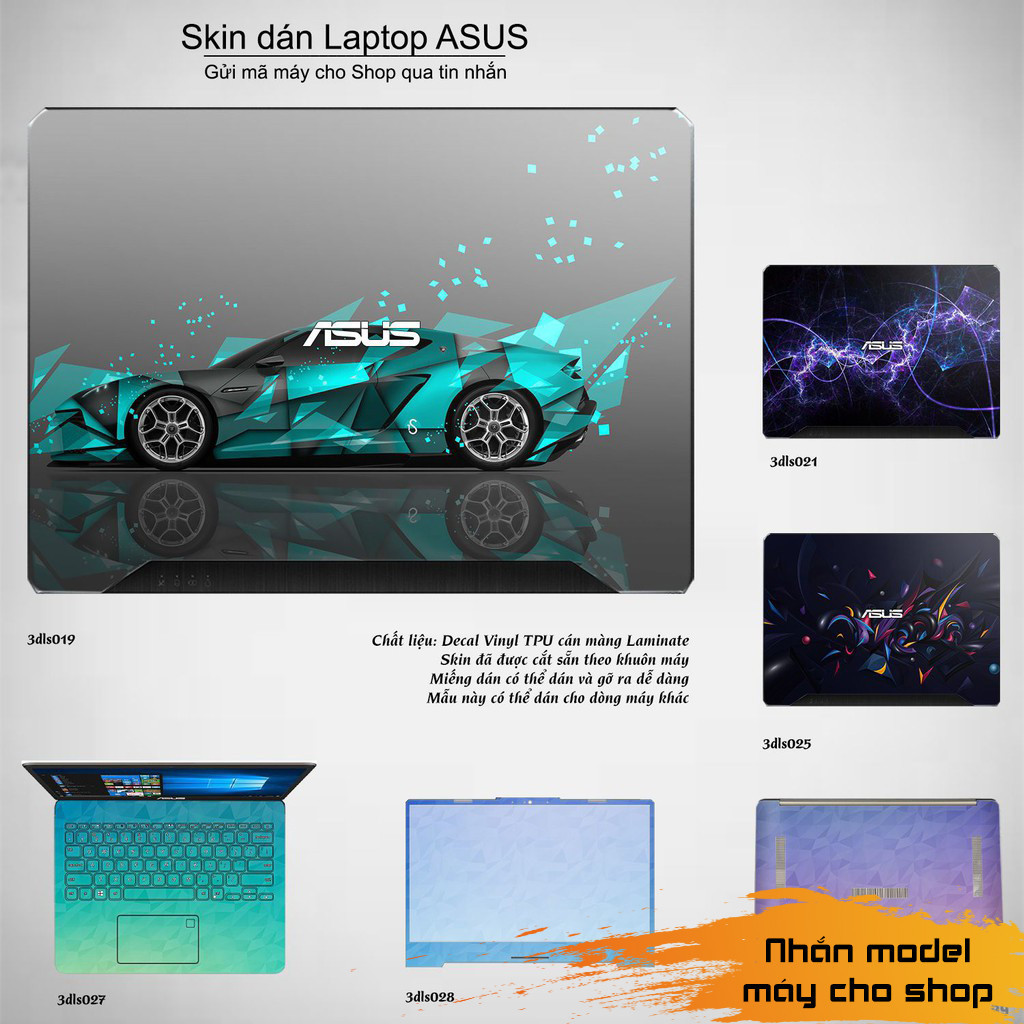 Skin dán Laptop Asus in hình 3D Image (inbox mã máy cho Shop)