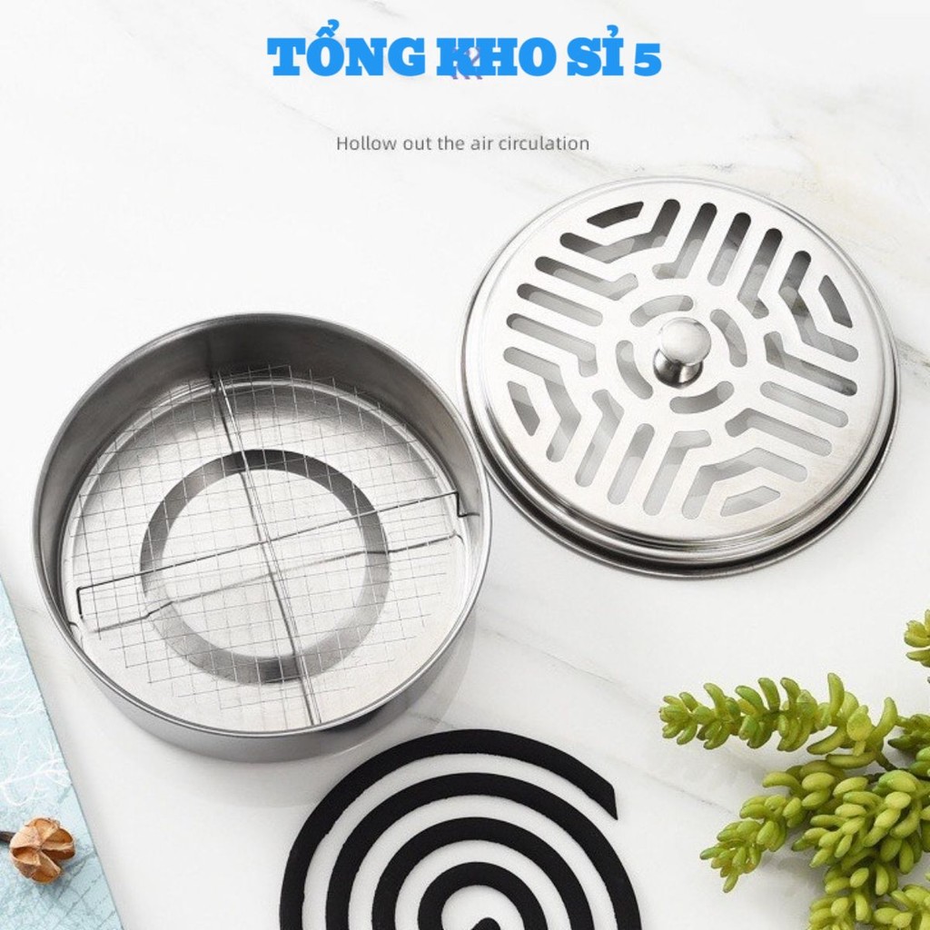 Hộp Đựng Nhang Muỗi,Đựng Hương Muỗi, Đựng Gạt Tàn Thuốc Bằng Thép Không Gỉ Có Nắp Đậy