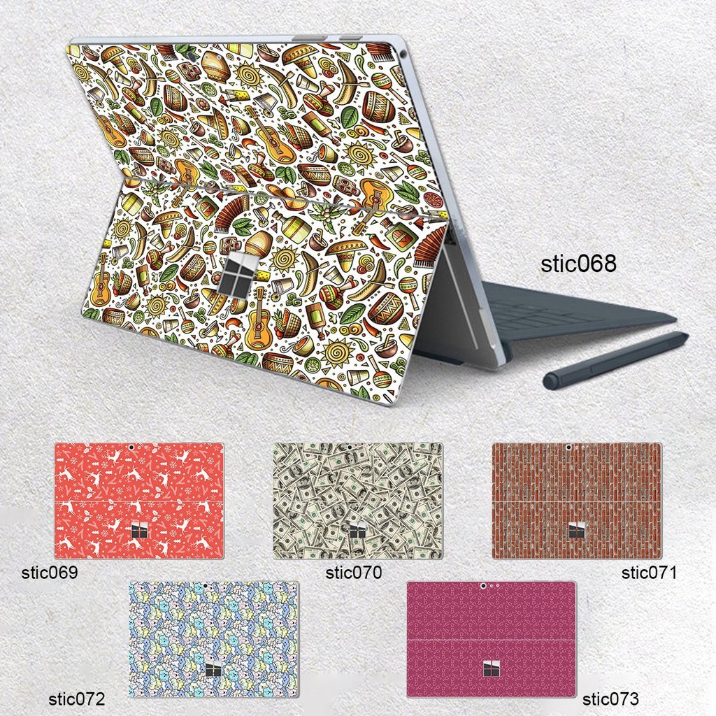 Skin dán hình Hoa văn sticker x12 cho Surface 3 2015; Go, Go 2, Go 3; Pro 2 3 4 5 6 7 8 9 X