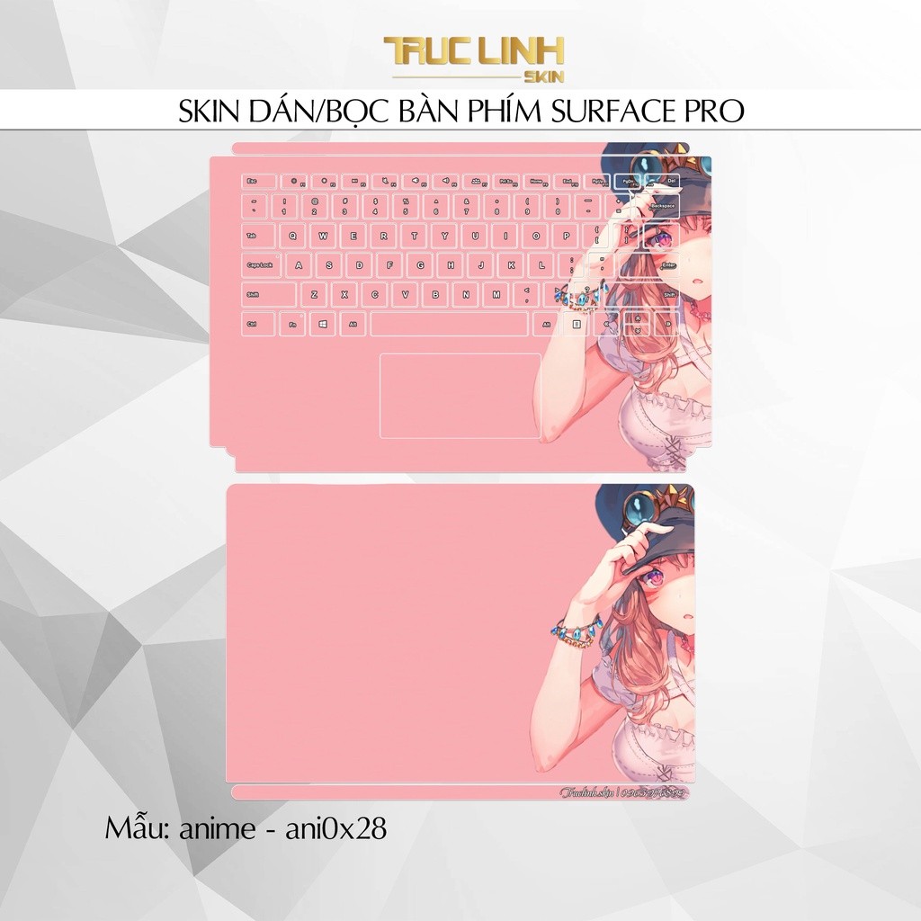 Bộ skin dán phím Surface Pro 3, 4, 5, 6, 7, 8, 9, X, Go... mẫu anime - ani0x28
