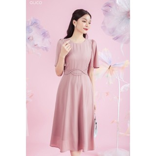 Đầm xòe tay loa eo thắt bính 3893 - Hồng