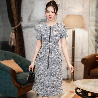 Đầm chữ A khóa trước Belt rời - Xám D10018XAM