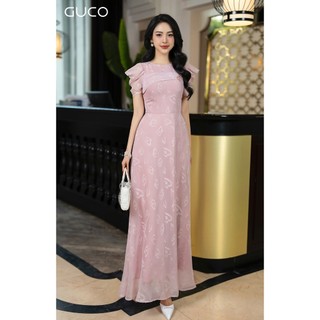 Đầm dạ hội tơ ép - Hồng D10054