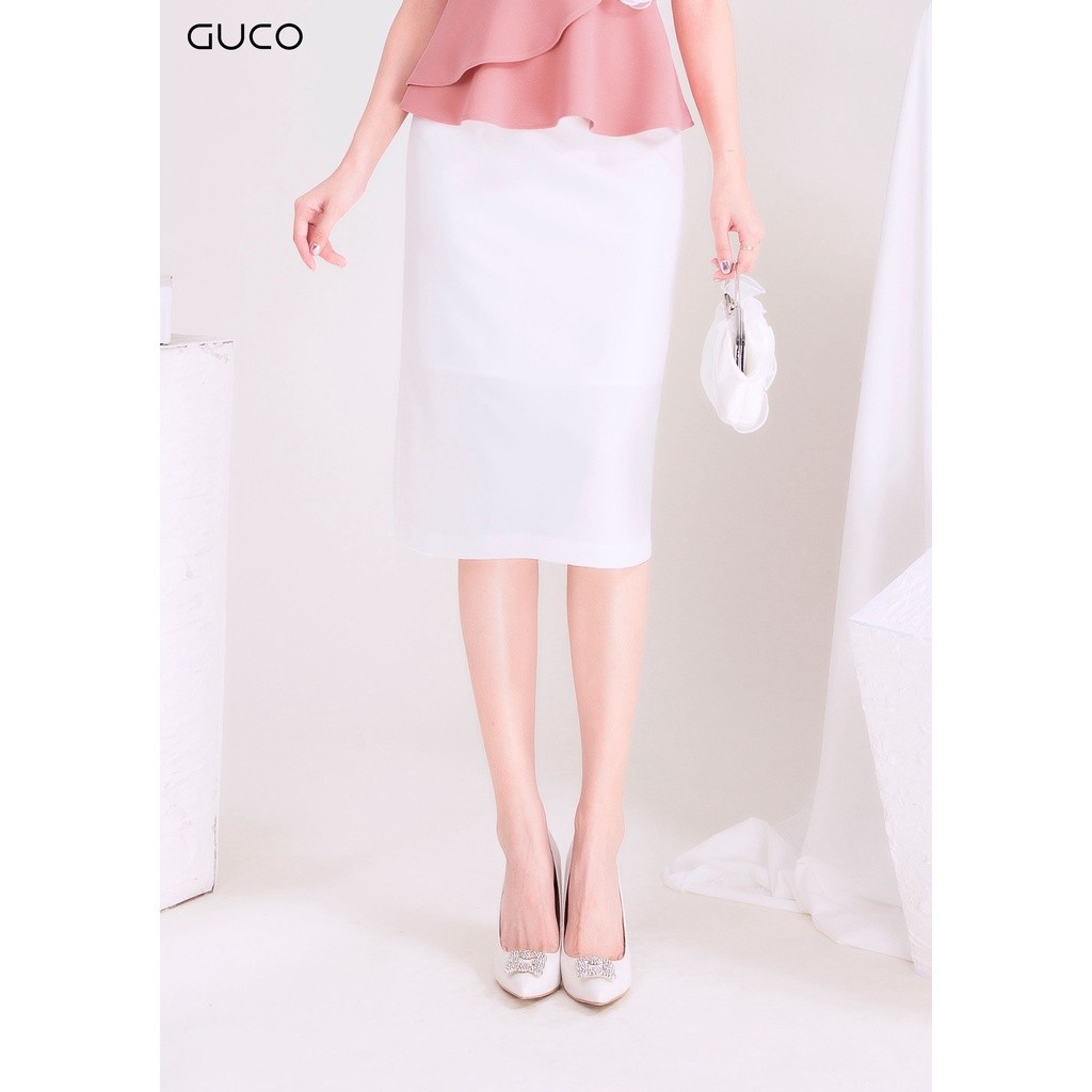 [HOT] Chân váy bút chì công sở GUCO sang trọng tôn dáng đẹp - Trắng/Đen - CV149