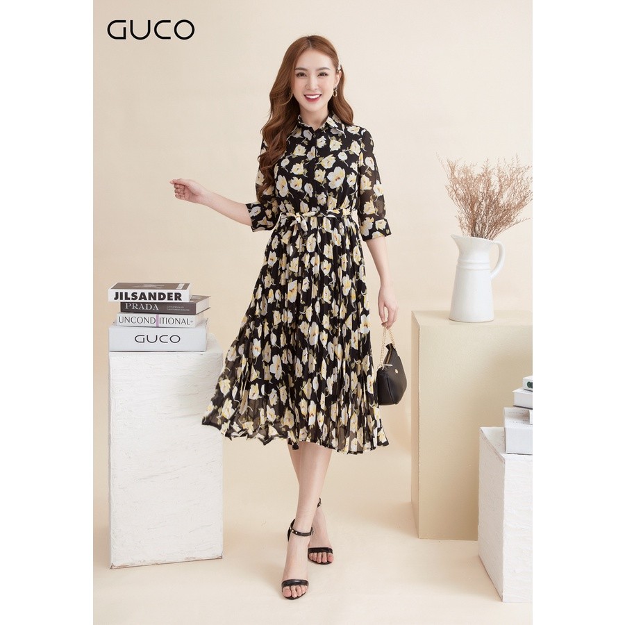 Đầm Cổ Sơ Mi - Hoa Vàng 3585 Guco