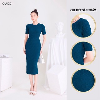  Đầm body cổ tròn 3916 GUCO Xanh dương 