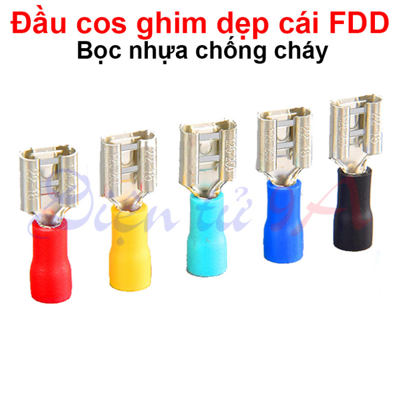 [SIÊU SALE] (50 Cái) Đầu cos ghim dẹp cái, cos ghim capa bọc nhựa FDD