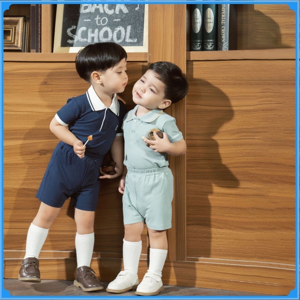 (6M-5Y) Bộ quần áo ngắn tay cổ Polo cho bé chất liệu sợi tre và bông hữu cơ - Quần áo Bu baby Ponie BPN130308