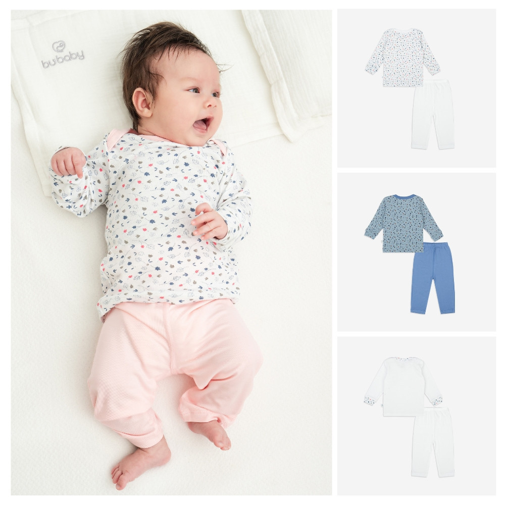 BuBaby Bộ dài tay cổ chồm Leafly - Pure Cotton BCT110501 | Quần áo BuBaby chính hãng