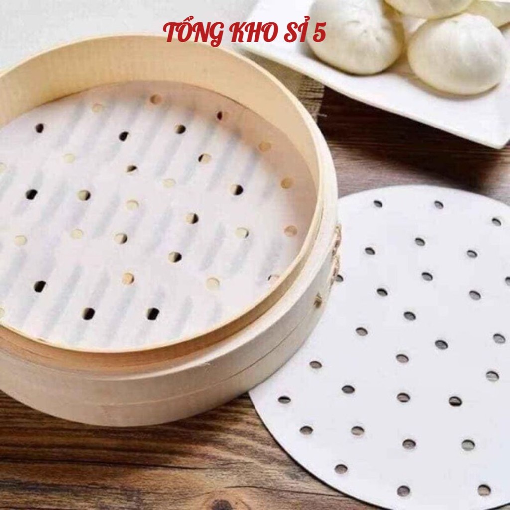Giấy nến cho nồi chiên không dầu Bambooo Eco 100 tờ giấy nến đục lỗ an toàn sức khỏe mẫu mới