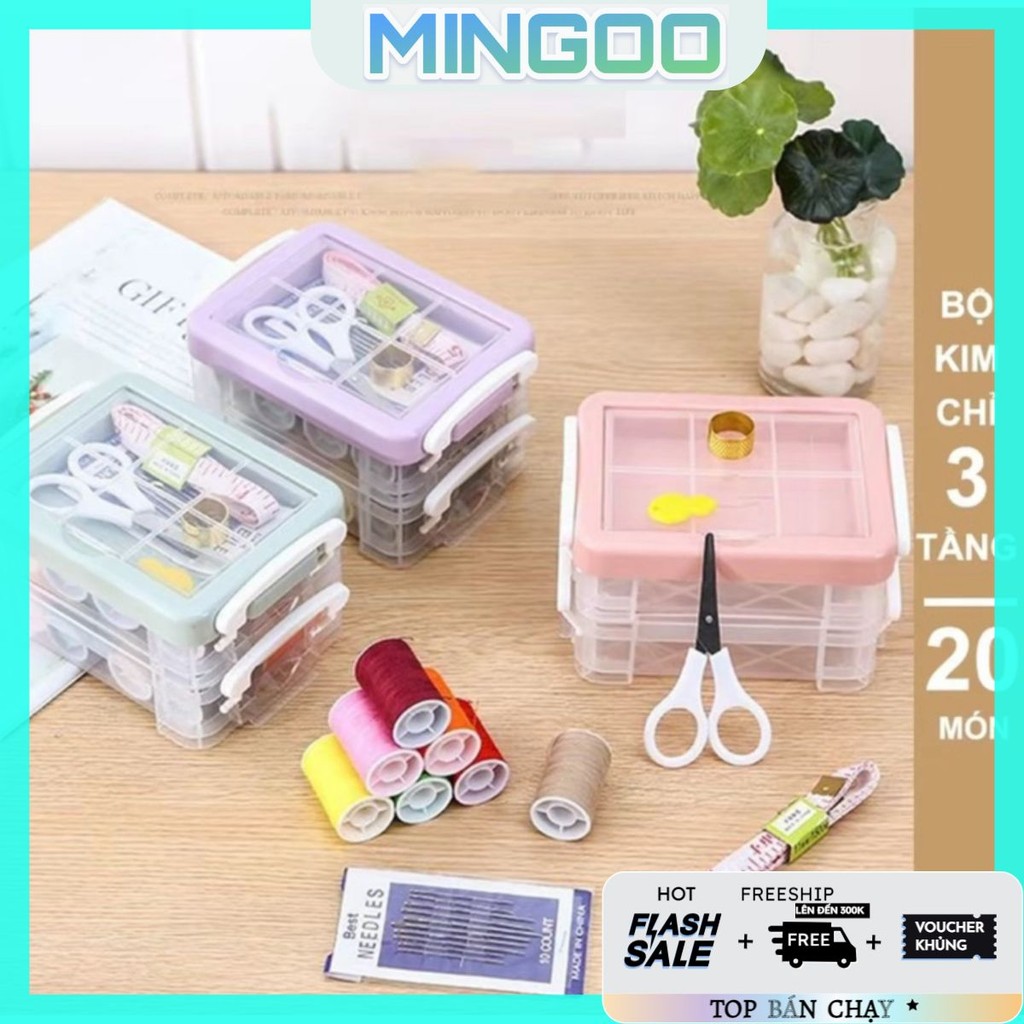Hộp Kim Chỉ Đa Năng, Hộp Kim Chỉ May Vá, Hộp Kim Chỉ 3 Tầng Tiện Dụng, Nhỏ Gọn, Bộ Kim Chỉ May Vá
