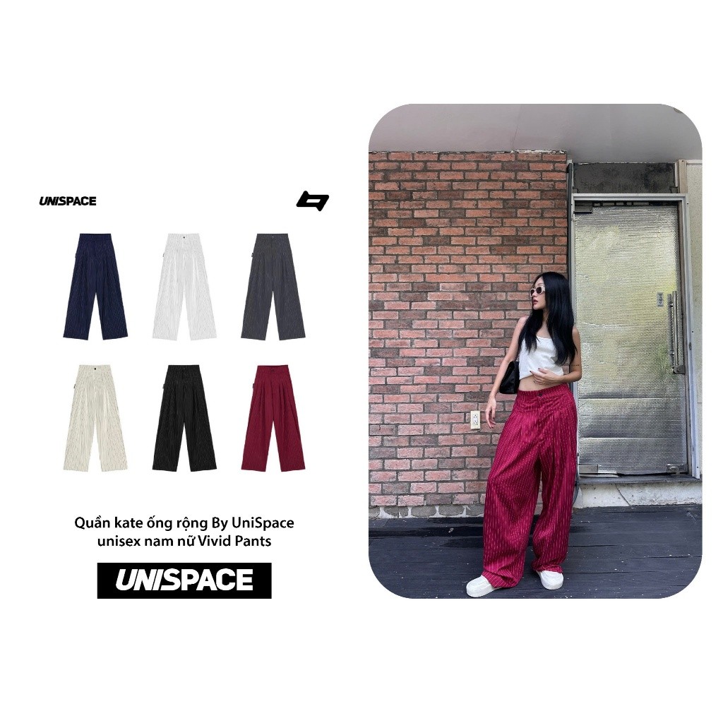 Quần kate sọc ống rộng By.Unispace unisex nam nữ Vivid Pants
