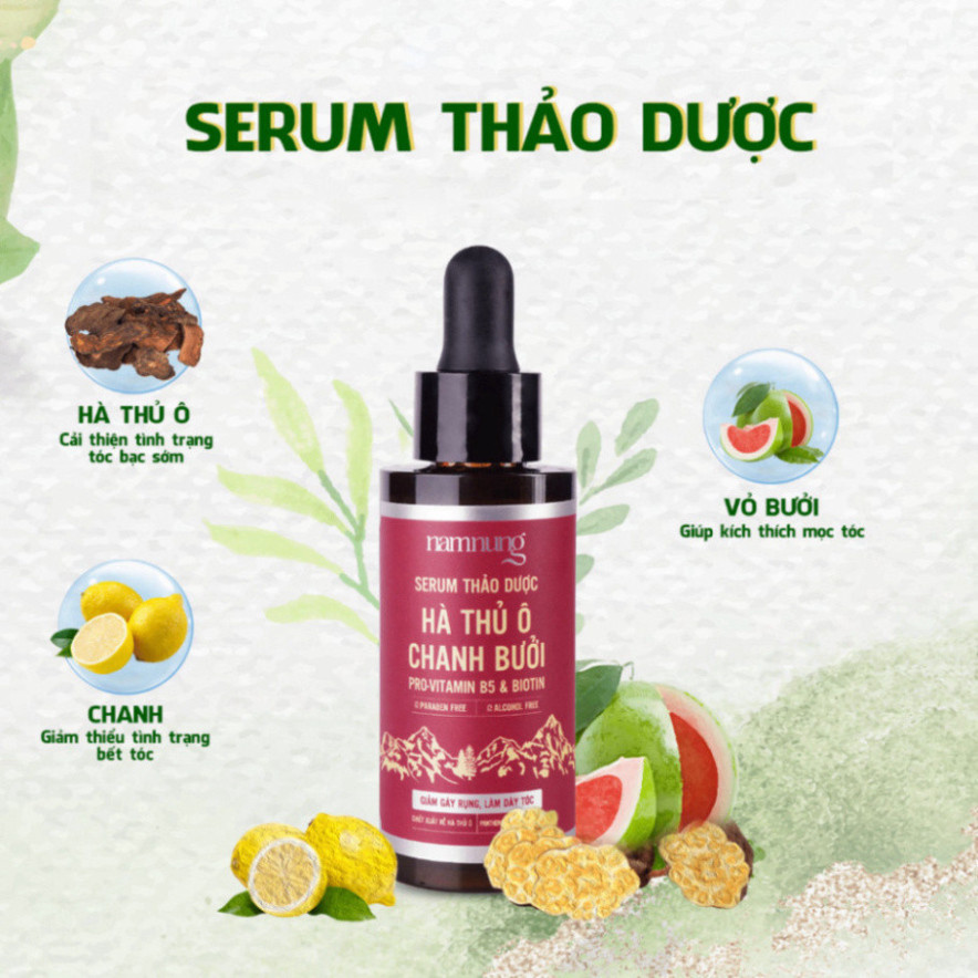 Serum thảo dược NAM NUNG hỗ trợ phục hồi, kích thích mọc tóc, chiết xuất bồ kết, chanh, vỏ bưởi dung tích 30ml