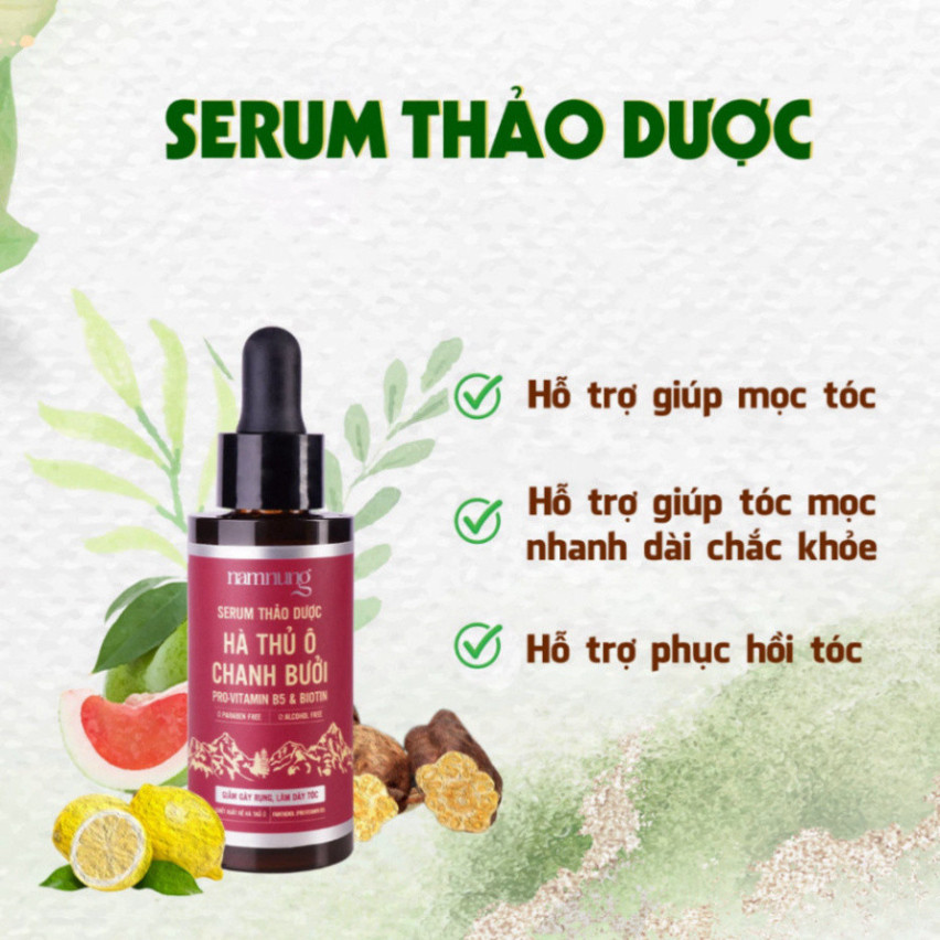Serum thảo dược NAM NUNG hỗ trợ phục hồi, kích thích mọc tóc, chiết xuất bồ kết, chanh, vỏ bưởi dung tích 30ml