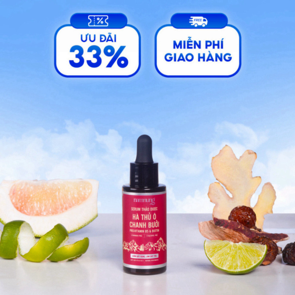 Serum thảo dược NAM NUNG hỗ trợ phục hồi, kích thích mọc tóc, chiết xuất bồ kết, chanh, vỏ bưởi dung tích 30ml