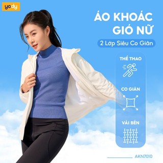 Áo khoác gió nữ 2 lớp YODY áo gió  trượt nước siêu co giãn 4 chiều thoải mái, vải mềm mại AKN7010