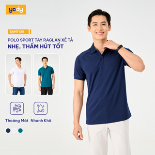 Áo polo nam Yody Sport áo thể thao tay raglan xẻ tà, áo thun có cổ, thoải mái vận động SAM7138