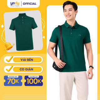 Áo phông có cổ YODY nam tay ngắn vải cotton mắt chim cổ bẻ thoáng mát mềm mịn không nhàu APM7459