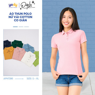 Áo phông có cổ YODY nữ tay ngắn vải cotton mắt chim cổ bẻ phông thoáng mát mềm mịn APN7280