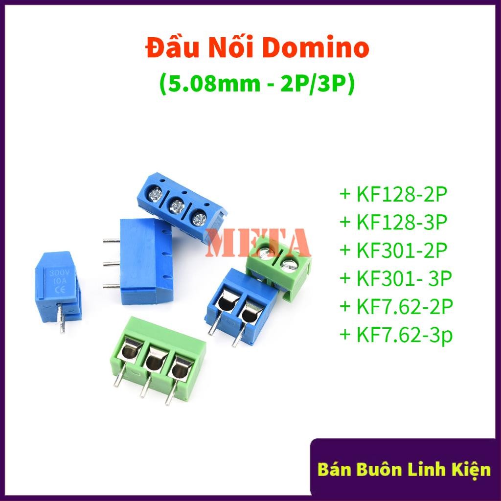[Túi 5 Cái] Đầu Nối Domino KF128-2P/3P KF301-2P/3P KF7.62-2P/3P - Khoảng Cách Chân 5.08mm - Cầu Đấu 