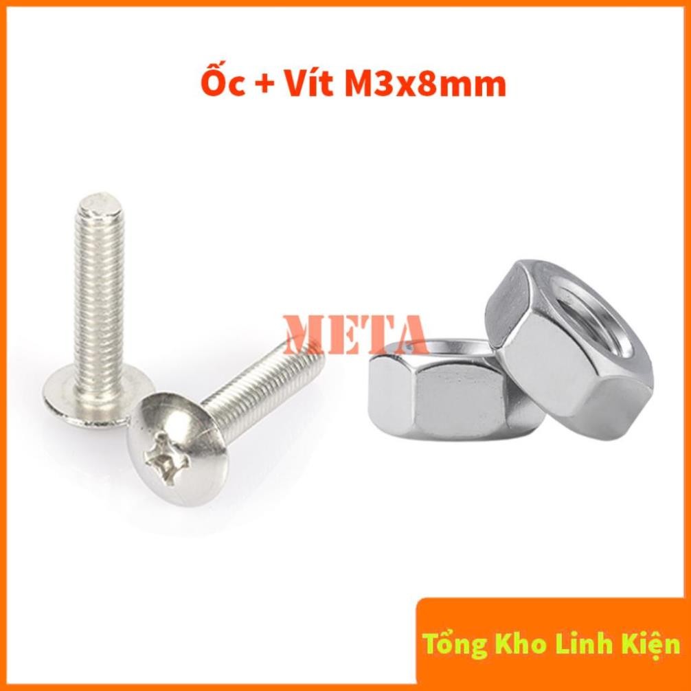 Ốc Vít M3 Chữ Thập - Vít M3 đầu tròn dài 5mm/8mm, Đai Ốc Lục Giác M3 - đường kính trong 3mm