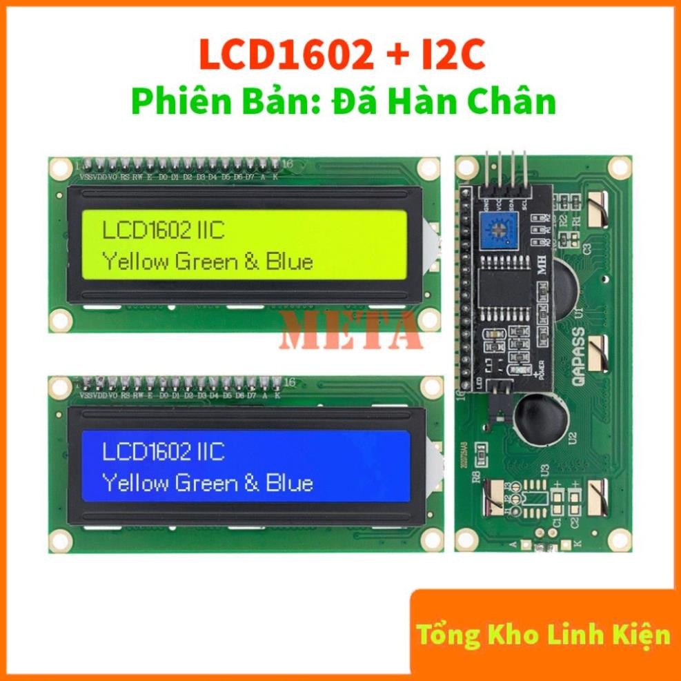 Màn Hình LCD 1602 Xanh Lá, Xanh Dương - LCD1602 + Mạch chuyển đổi I2C