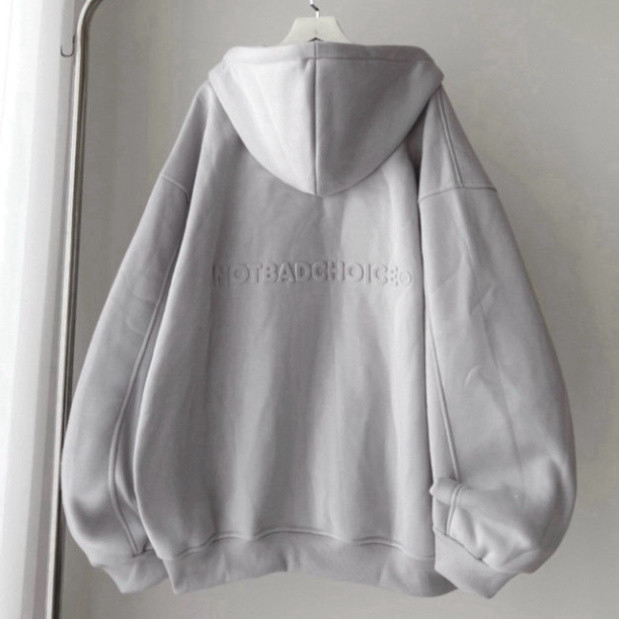 a Áo Hoodie Zip Nỉ Unisex Form Rộng NOTBADCHOICE - Áo khoác nỉ Dây Kéo Hai Chiều Phá Cách Hot Trend
