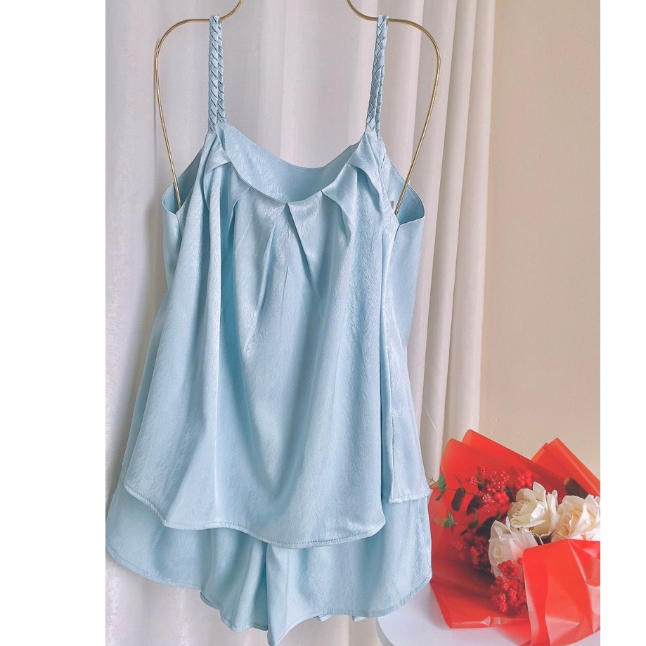 - ảnh thật shop tự chụp - sx991 Bộ ngủ nữ hai dây quần đùi - đồ mặc nhà - kelly wang