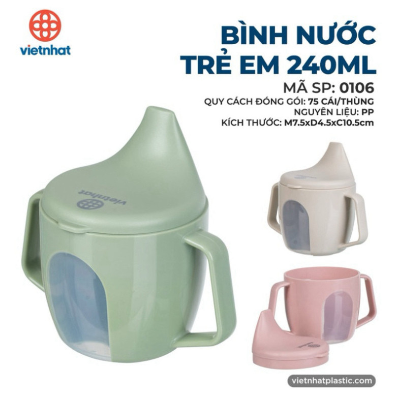 Bình nước trẻ em chống sặc cho bé, bình tập uống nước cho bé ăn dặm 0106 GD3