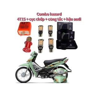  Combo haza Wave Vision 4 Bóng T15 + Hậu Audi + Công tắc + Chớp Nhanh Xịn 