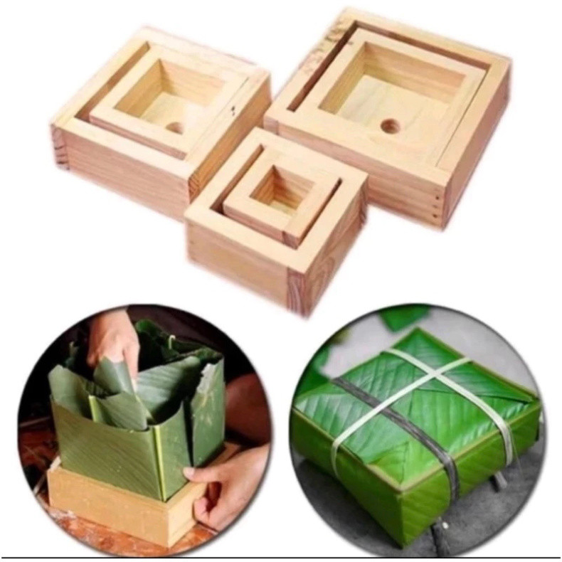 Bộ Khuôn Làm Bánh Chưng Bằng Gỗ 17cm và Bộ Khuôn Làm Xôi Phúc Lộc Thọ